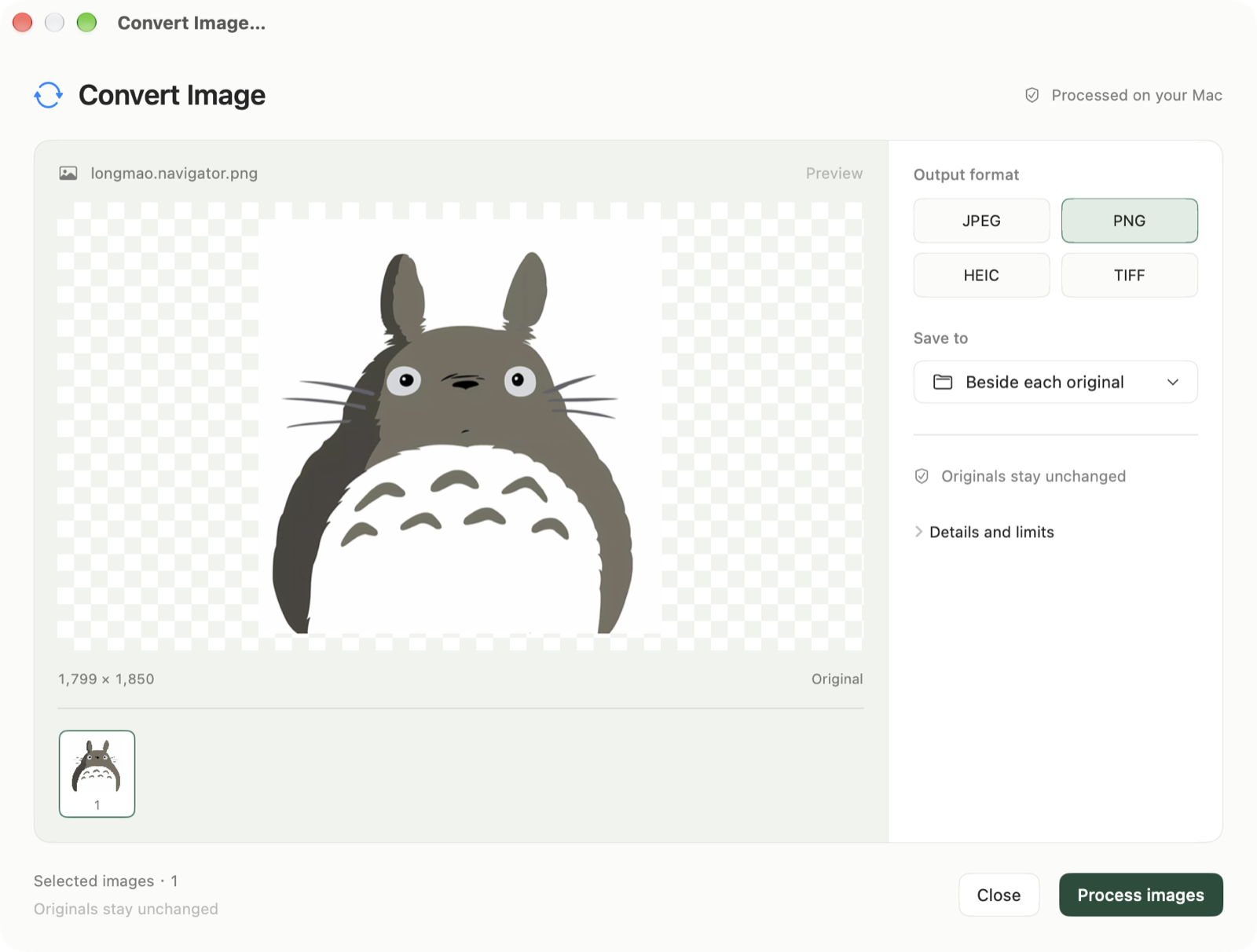 FileMint Convert Image panel using longmao.navigator.png